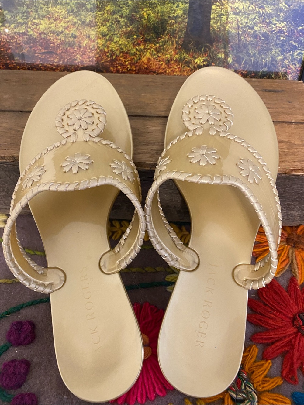 Jack Roger’s gold gel sandals.  Nice condition - Picture 3 of 5